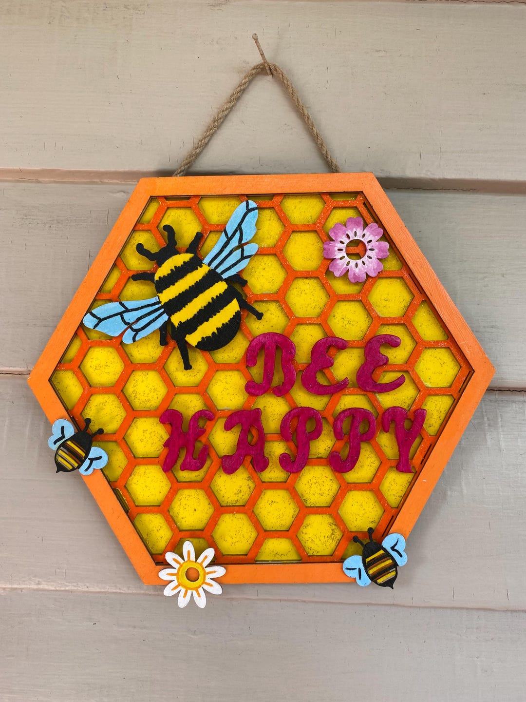 Spring Decor-bee Happy Sign - Etsy