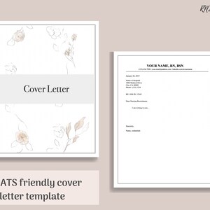 Puede incluir: Una plantilla de carta de presentaci&oacute;n con un dise&ntilde;o floral. El texto "Cover Letter" est&aacute; centrado en la p&aacute;gina. La plantilla es compatible con ATS.