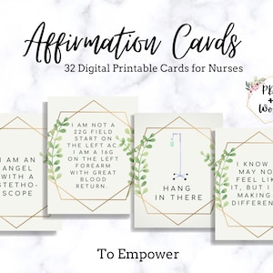 Nurse Affirmation Cards to Empower, Nurse Mental Health, Positive Quotes for Nurses, Gift for Nurse, Thank You Nurse, PDF, Microsoft Word