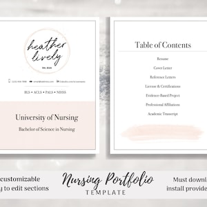 Nursing Portfolio Template, Dainty Pink, Registered Nurse Template, Resume Template Word, RN Resume, Nursing Portfolio, Nurse Portfolio