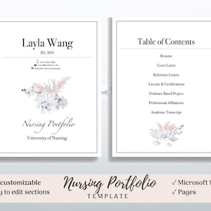 Nursing Portfolio Template, Coral, Registered Nurse Template, Resume Template Word, RN Resume, Nursing Portfolio, Nurse Portfolio