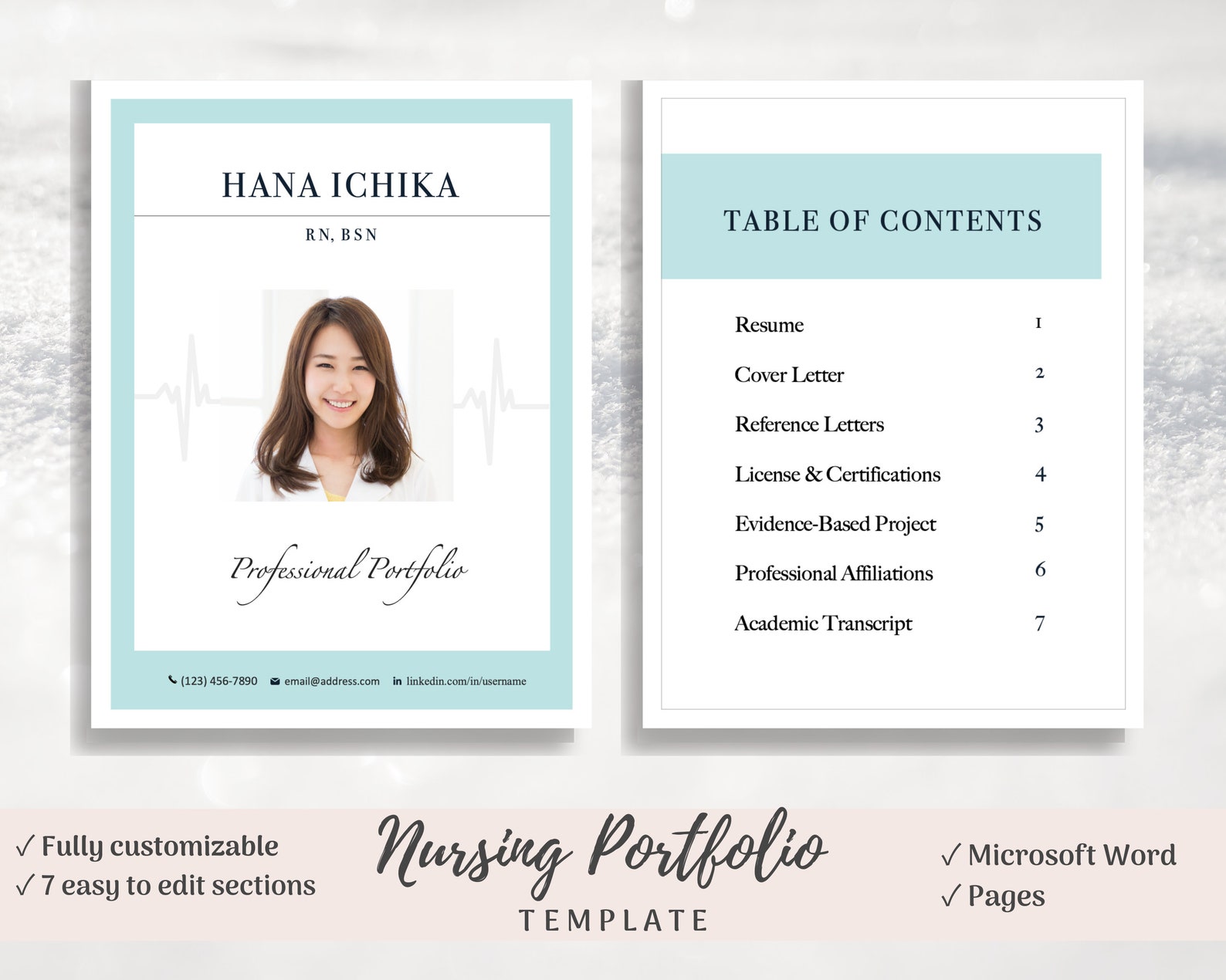 Nursing Portfolio Template, Dreamy Blue, Registered Nurse Template Nursing Portfolio Template, Dreamy Blue, Registered Nurse Template