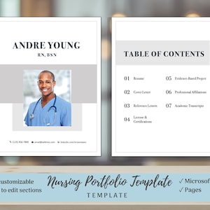 Nursing Portfolio Template, Edgy Gray, Registered Nurse Template, Resume Template Word, RN Resume, Nursing Portfolio, Nurse Portfolio