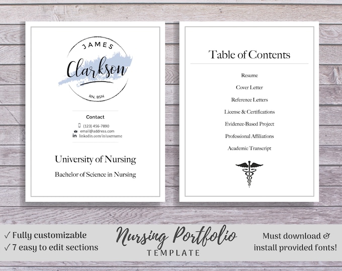 Nursing Portfolio Template, Blue Gray, Registered Nurse Template ...