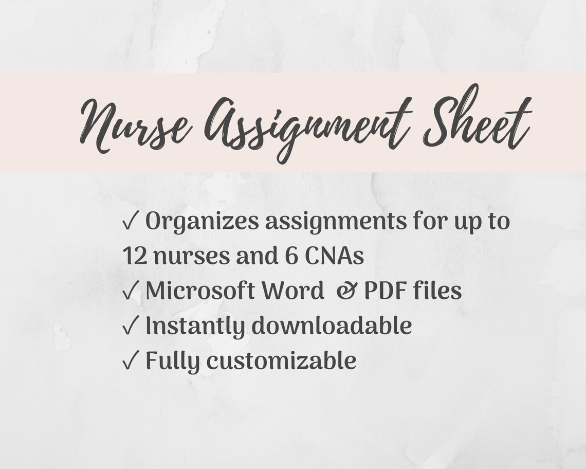Charge Nurse Assignment Sheet Template RN CNA Assignments Etsy Charge Nurse Assignment Sheet Template RN CNA Assignments Etsy