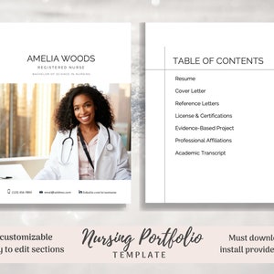 Nursing Portfolio Template, Simple Modern, Registered Nurse Template, Resume Template Word, RN Resume, Nursing Portfolio, Nurse Portfolio