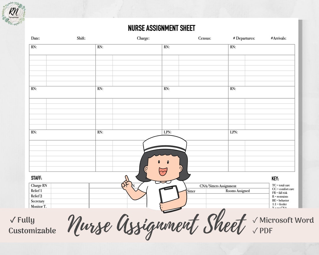nurse assignment sheet template