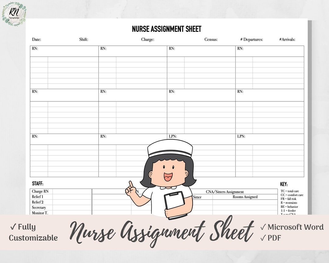Charge Nurse Assignment Sheet Template RN CNA Assignments Med/surg Charge Nurse Assignment Sheet Template RN CNA Assignments Med/surg