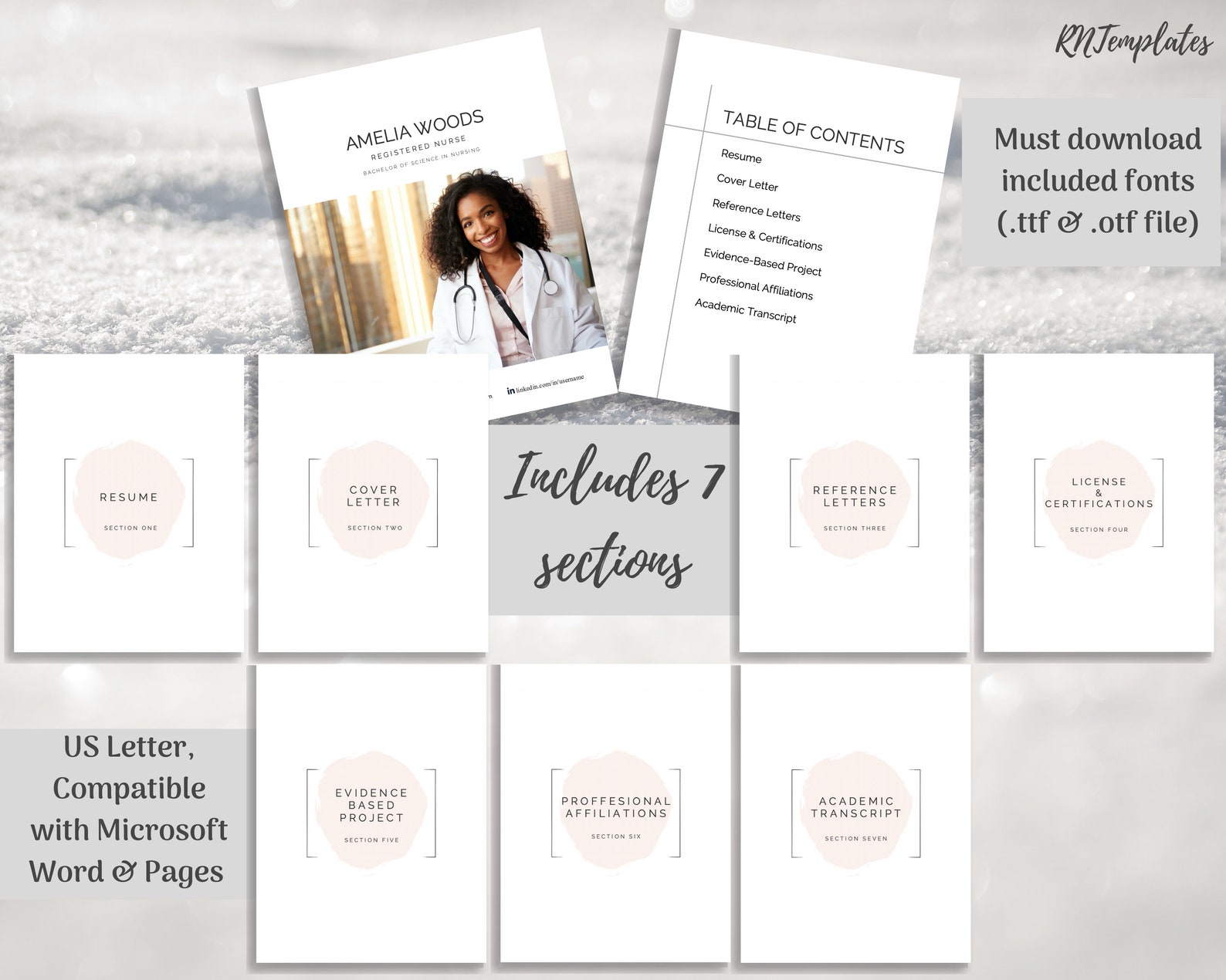 Nursing Portfolio Template Simple Modern Registered Nurse Etsy