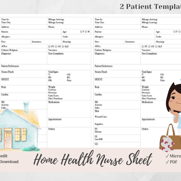 Nurse Report Sheet Home Health - Etsy