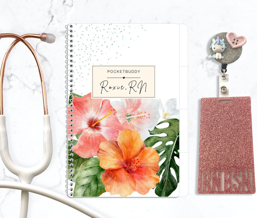 ICU Reusable Nurse Report Notebook, Tropical Flowers, 4 Patients