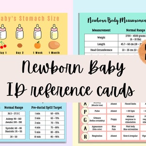 Neugeborenen Baby ID Badge Referenzkarten für Neugeborenen Krankenschwestern, 4 druckbare Karten, Sofort Download, PDF