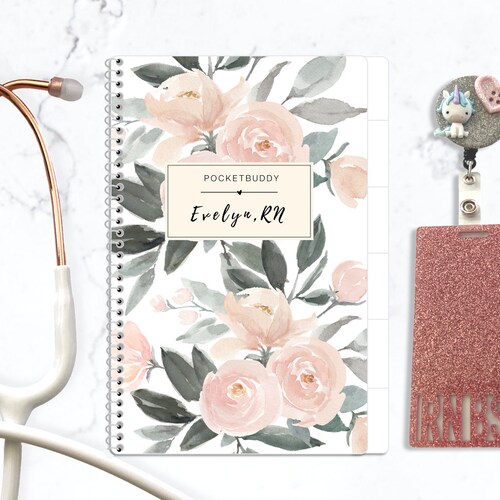 ED Reusable Nurse Report Notebook, Emergency Nurse, ER, Elegant Rose, 12 Patients, Nurse Brain Report Notebook