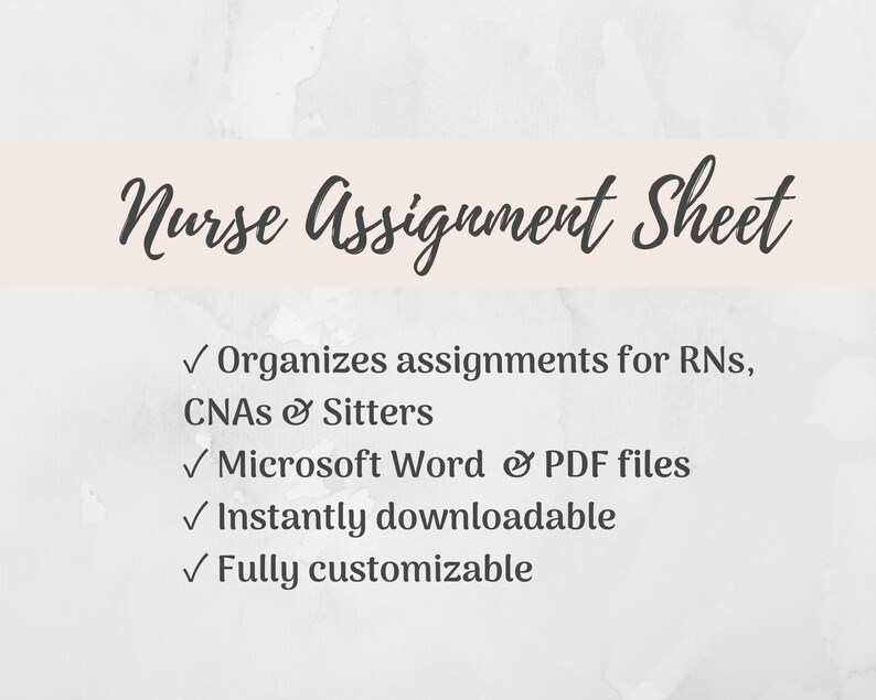 Charge Nurse Assignment Sheet Vertical Template RN & CNA Etsy
