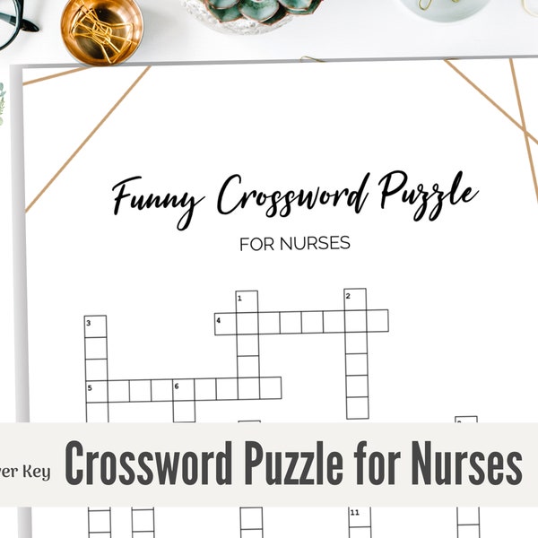 Funny Nurse Crossword Puzzle, Nurse Word Game, Nurse Jokes, Instant Download, PDF