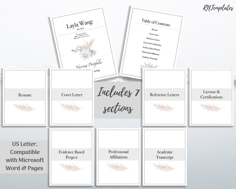 nursing-portfolio-template-coral-registered-nurse-template-etsy