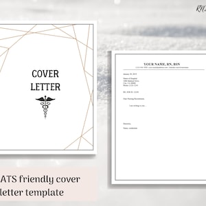 K&ouml;nnte beinhalten: Eine schwarz-wei&szlig;e Anschreibenvorlage mit einem goldenen geometrischen Design und einem medizinischen Symbol. Der Text "COVER LETTER" befindet sich oben auf der Seite. Die Vorlage ist ATS-freundlich.