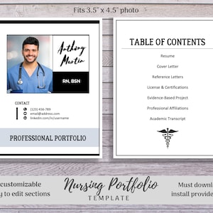 Nursing Portfolio Template, Modern Black, Registered Nurse Template, Resume Template Word, RN Resume, Nursing Portfolio, Nurse Portfolio