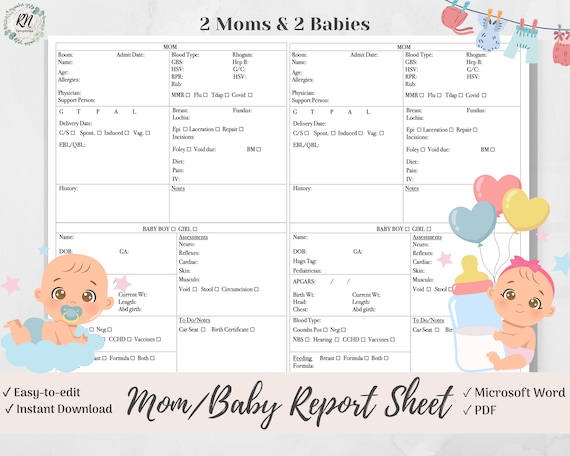 The BEST Mom Baby Nurse Brain Report Sheet For 2 Couplets 2 Etsy the-best-mom-baby-nurse-brain-report-sheet-for-2-couplets-2-etsy