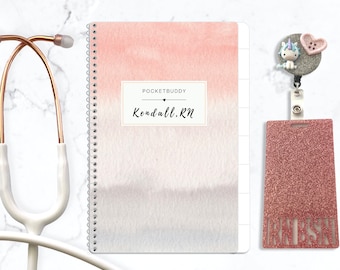 MedSurg Reusable Nurse Report Notebook, Telemetry, PCU, Pink Ombre, 8 Patients, Nurse Brain Report Notebook