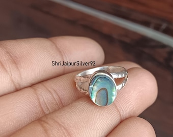 Abalone Shell Sterling Silver Ring: Handmade Statement Jewelry