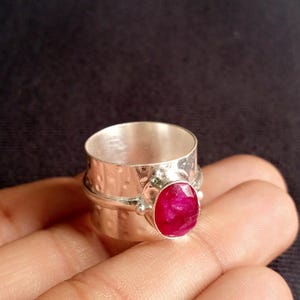 Ruby Gemstone Ring, 925 Sterling Silver Ring, Statement Ring, Silver Bend Ring, Bohemian Ring, Anxiety Ring, Promise Ring, Anniversary Ring