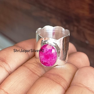 Anillo de rubí, anillo de plata de ley 925 maciza, anillo hecho a mano, anillo de promesa, anillo hermoso, anillo llamativo, regalo de aniversario