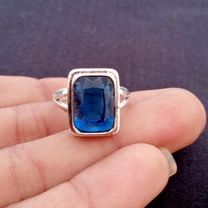 Handmade Blue Sapphire Ring, 925 Sterling Silver Jewelry, Unique Gemstone Ring, Boho Gift Ring, Anniversary or Birthday Gift for Her