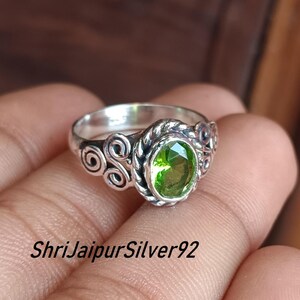 Peridot Gemstone Engagement Ring, 925 Sterling Silver Ring, Handmade Ring, Statement Ring, Christmas Gift Ring, Beautiful Popular Gift Ring