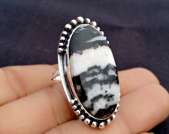 Handmade White Buffalo Turquoise Ring, Sterling Silver Statement Ring