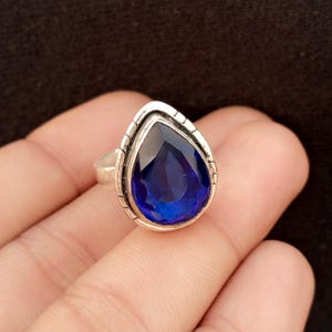 Blue Sapphire Ring: Handmade 925 Sterling Silver Statement Jewelry