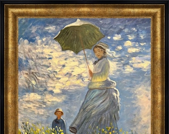 Woman with a Parasol  by Claude Monet 20''x24'' Hand-painted Oil Replica Living Room Wall Decor Dinning Room & Kitchen Wall Art