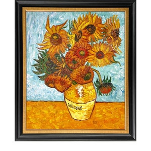 Van Gogh Sunflowers 20&#39;&#39;x24&#39;&#39; Hand-painted Oil Painting Replica Living Room Wall Art Kitchen Wall Decor Bedroom Framed Wall Art