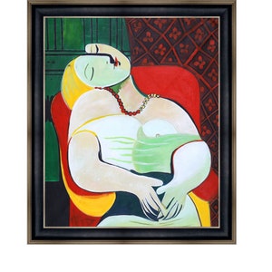 Pablo Picasso Le Rêve 26&quot;x30&quot; Hand-Painted Oil Painting Replica Large Dinning Room Wall Art,Bed Room Wall Decor,Kitchen Framed Art