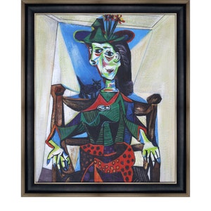 Pablo Picasso Dora Maar Au Chat 26x30 Hand-Painted Oil Painting Replica Large Dinning Room Wall Art,Bed Room Wall Decor,Kitchen Framed Art image 1