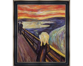 Scream by Edvard Munch  26"x30" Hand-Painted Oil Painting Replica Large Dinning Room Wall Art,Bed Room Wall Decor,Kitchen Framed Art