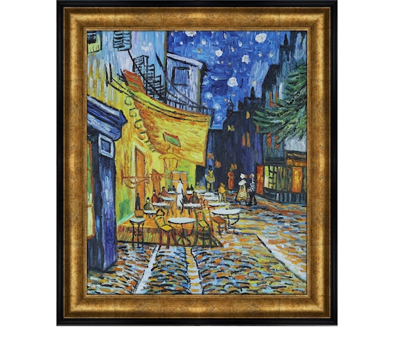 他の人発送×ゴッホCafé Terrace at Night Hand-painted Van Gogh Cafe Terrace at Night Replica, Framed Oil