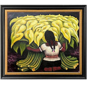 Diego Rivera Flower Seller 26&#39;&#39;x30&#39;&#39; Hand-painted Oil Replica Dining Room Wall Art, Living Room & Kitchen Wall Decor