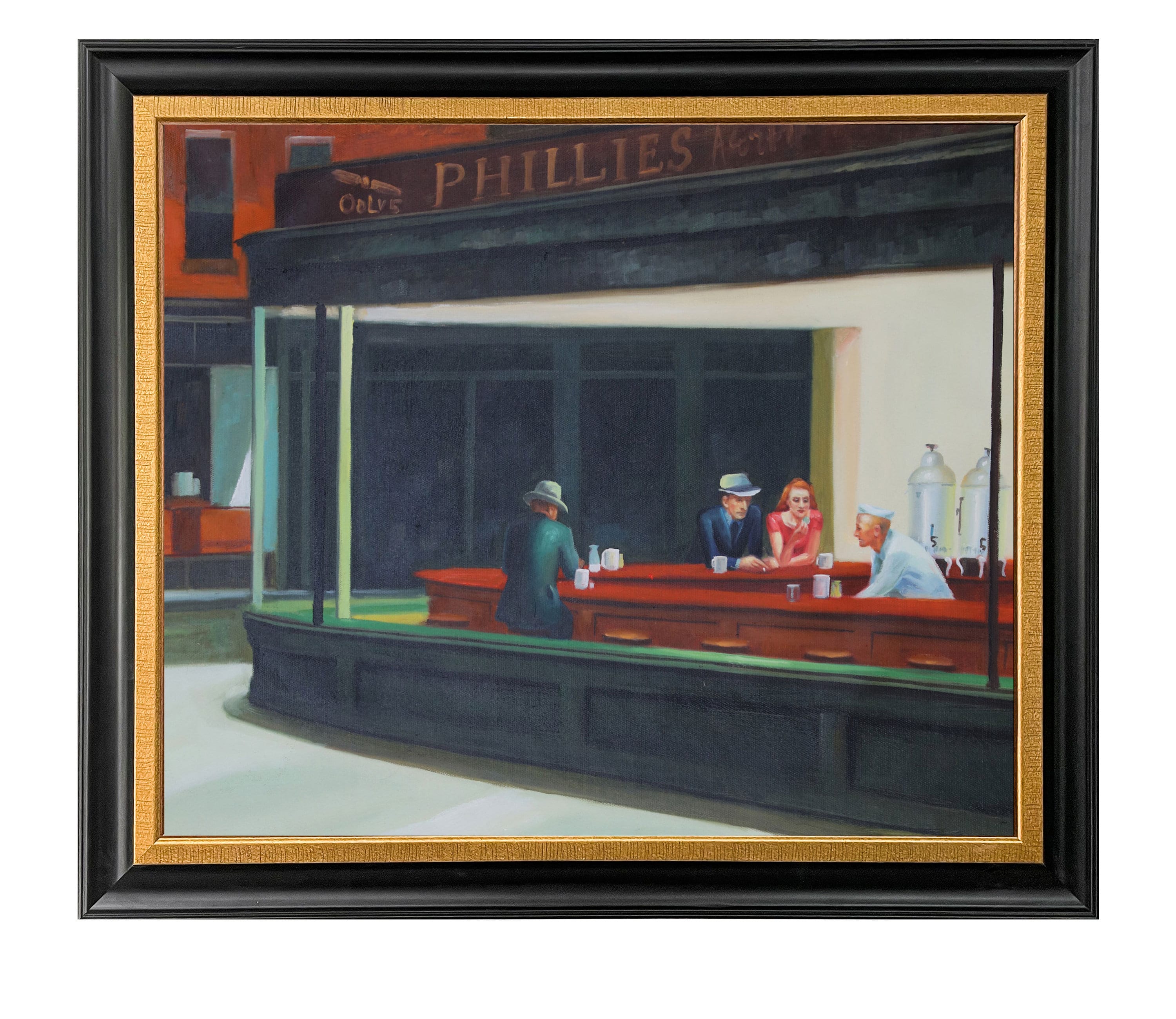 Hand-Painted Edward Hopper 'Nighthawks' Oil Painting Replica with