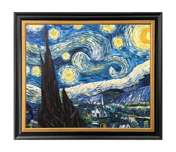 Van Gogh Starry Night, Hand-painted Oil Painting, Verona Pewter