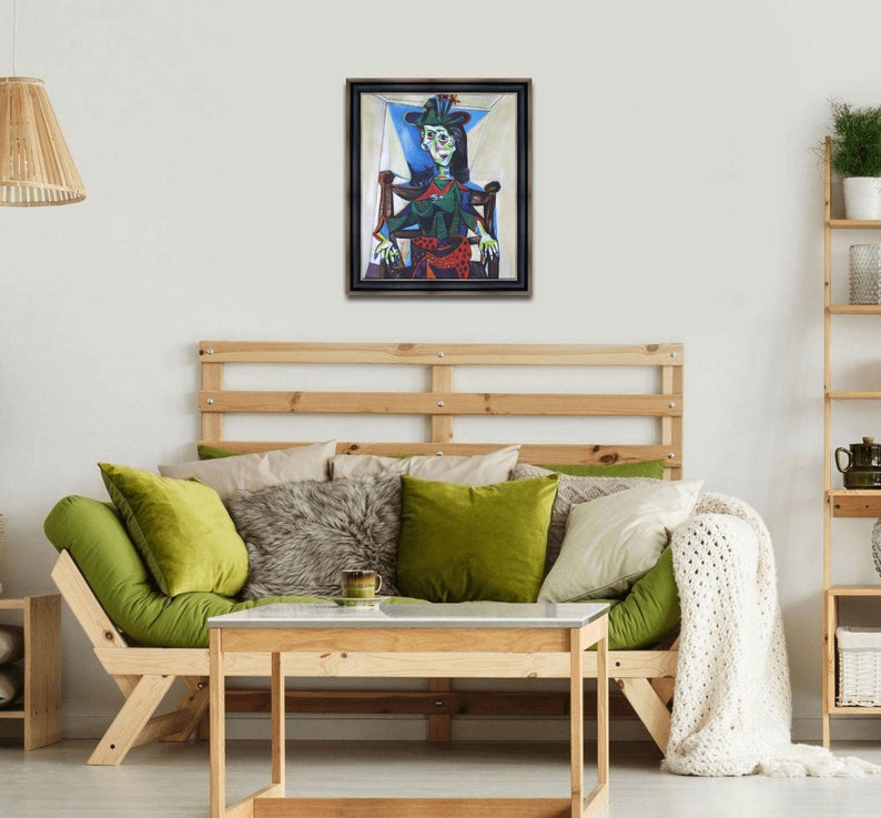 Pablo Picasso Dora Maar Au Chat 26x30 Hand-Painted Oil Painting Replica Large Dinning Room Wall Art,Bed Room Wall Decor,Kitchen Framed Art image 2