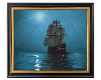 The Crescent Moon 20"x24" by Montague Dawson Oil Painting Reproduction