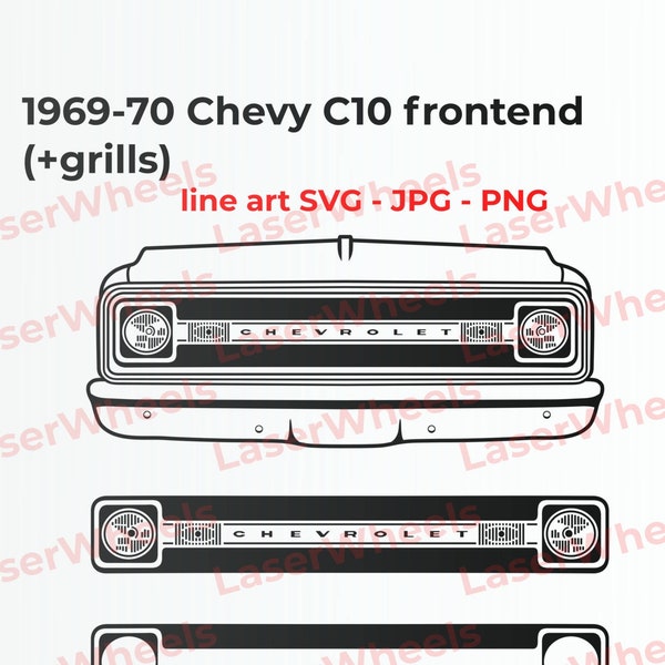 Chevy 1969-70 C10 frontend - SVG vector line art for engraving t-shirts DIY