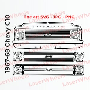 Chevy 1967-68 C10 frontend - SVG vector line art for engraving t-shirts DIY