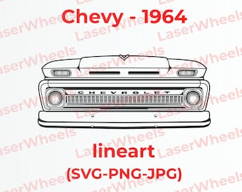Chevy 1964 C10 frontend - SVG vector line art for engraving t-shirts DIY