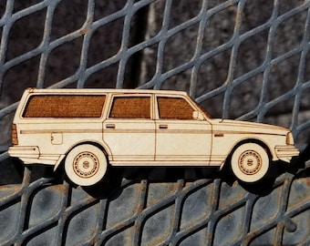 Volvo 240 Wagon - laser engraved wooden fridge magnet