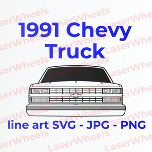 Chevy 1991 truck frontend - line/vector art for crafts engraving DIY