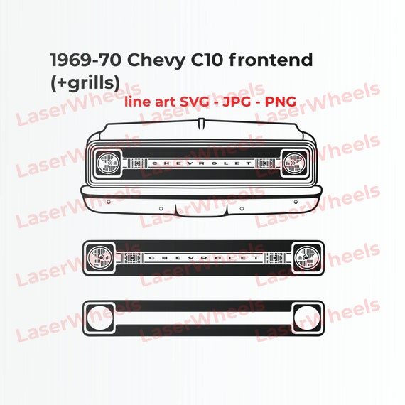 Chevy 1969-70 C10 frontend - SVG vector line art for engraving t-shirts DIY