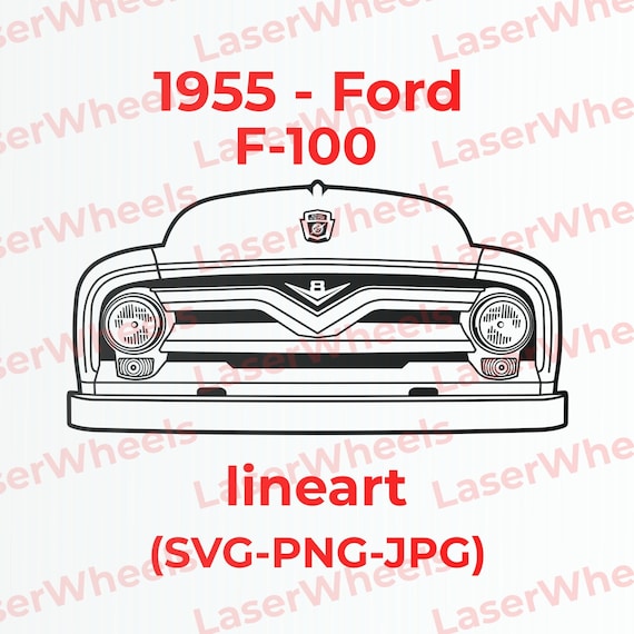 Ford 1955 truck frontend - SVG vector line art for engraving t-shirts DIY