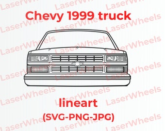 Chevy 1999 truck frontend - SVG vector line art for engraving t-shirts DIY